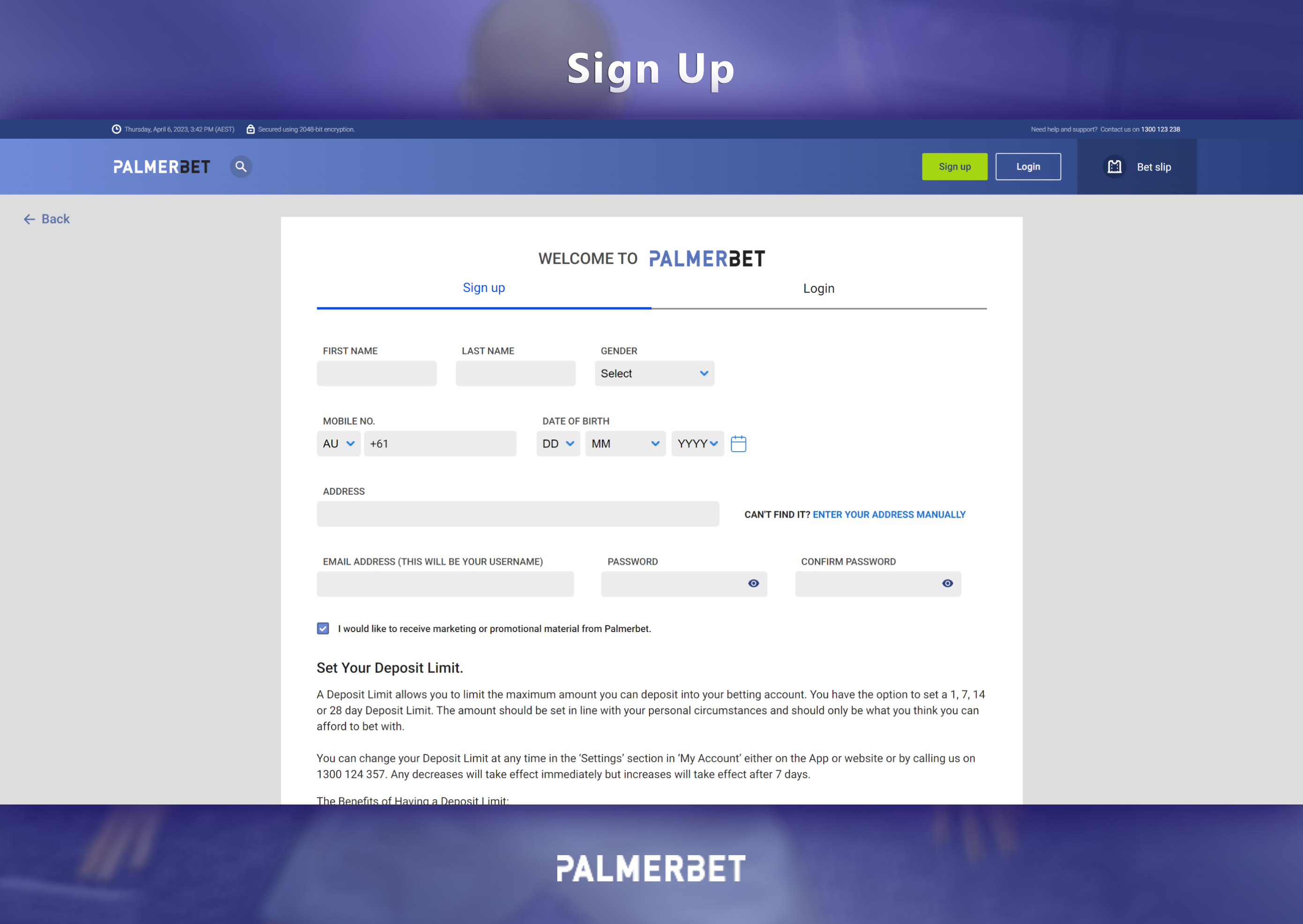 Palmerbet signup
